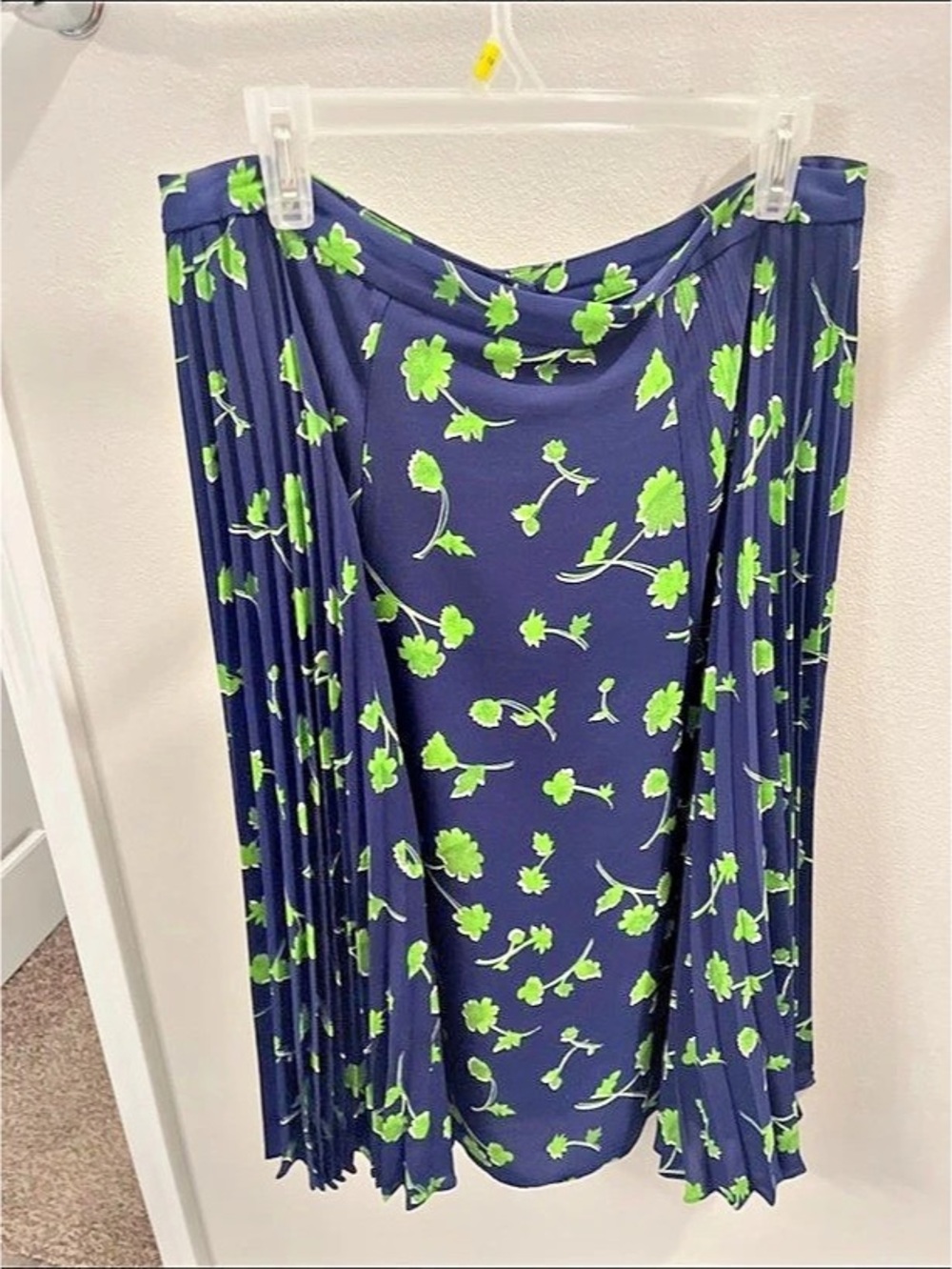 Banana Republic Floral Pleated Midi Skirt in Blue & Green Size 10